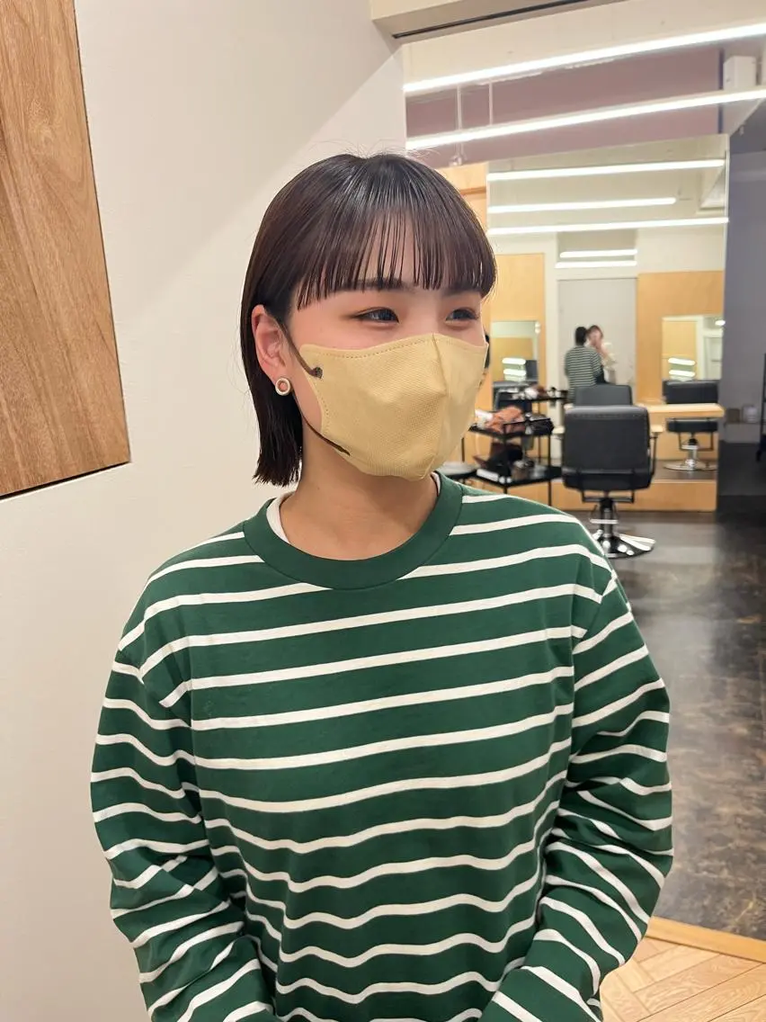 ショート 切りっぱなしボブ ボブ ワイドバング カット ヘアカラー 西山 紗耶香🪽 透明感カラー/ボブのヘアスタイル