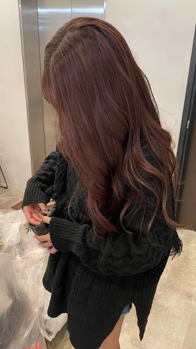 ロング カラー ブラウンカラー ピンクカラー ピンクブラウン 銀 座のヘアスタイル
