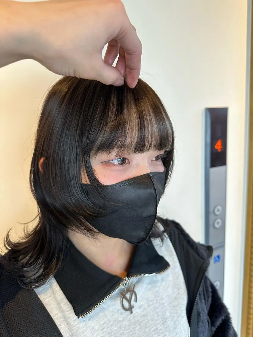 ミディアム ボブ ハッシュカット 姫カット 韓国風ヘア レイヤーカット 大阪ウルフカット ハッシュカットのヘアスタイル