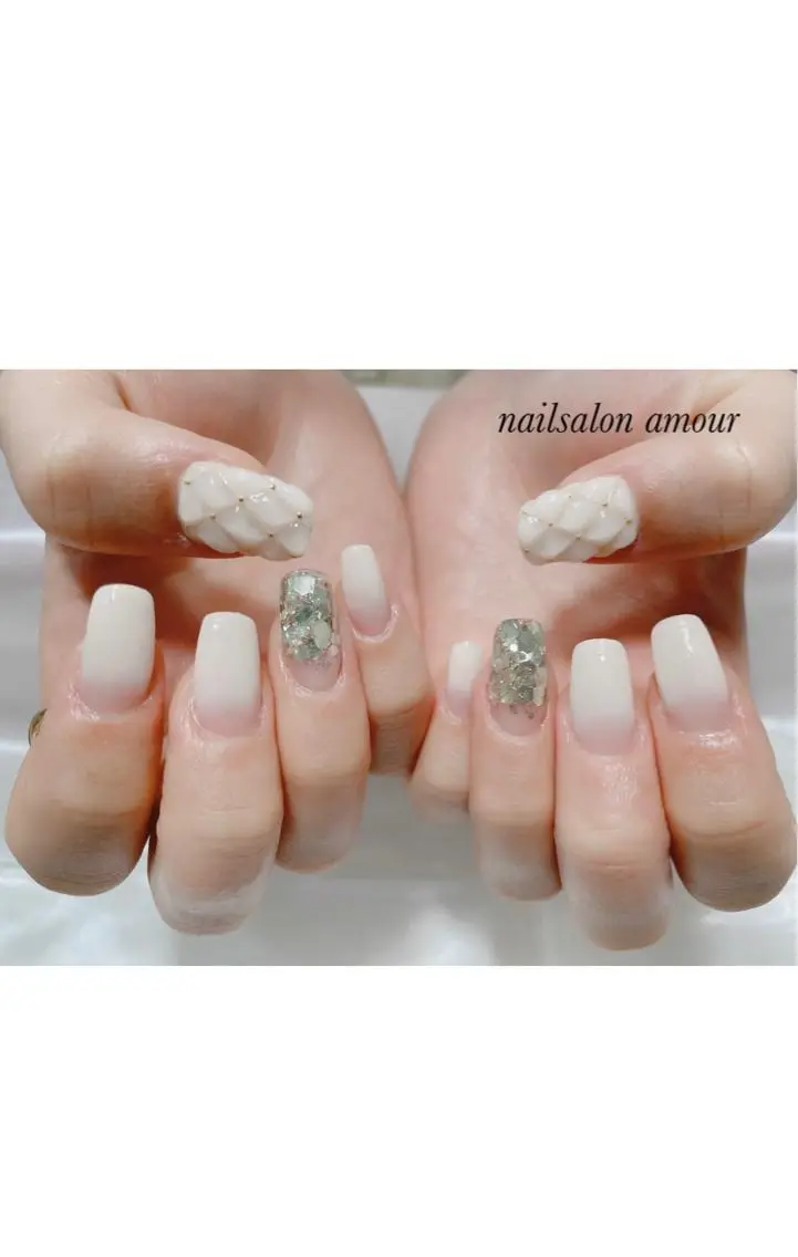 ネイル スカルプネイル シンプルネイル nailsalon ♡amour♡のネイルデザイン