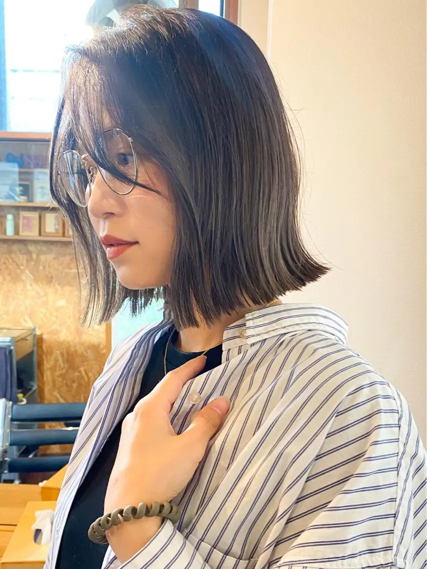 ショート カラー 切りっぱなしロブ ダメージレスサロン✨ kayo🌱のヘアスタイル