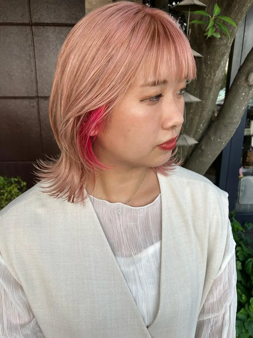 ミディアム カラー バレイヤージュ ブリーチ ケアブリーチ 透明感カラー デザインカラー 🔆韓国 norika🔆のヘアスタイル