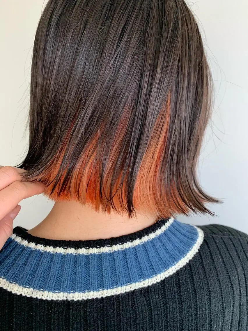 カラー デザインカラー 💜ショート💜 ウルフ、ボブ二色亜美のヘアスタイル