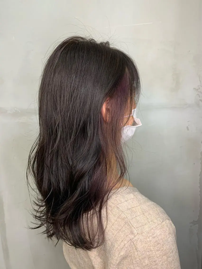 セミロング カラー アッシュ バレイヤージュ ベージュカラー ブロンド ブルーカラー カット ヘアカラー レイヤーカット/ 艶カラー/RYOMAのヘアスタイル
