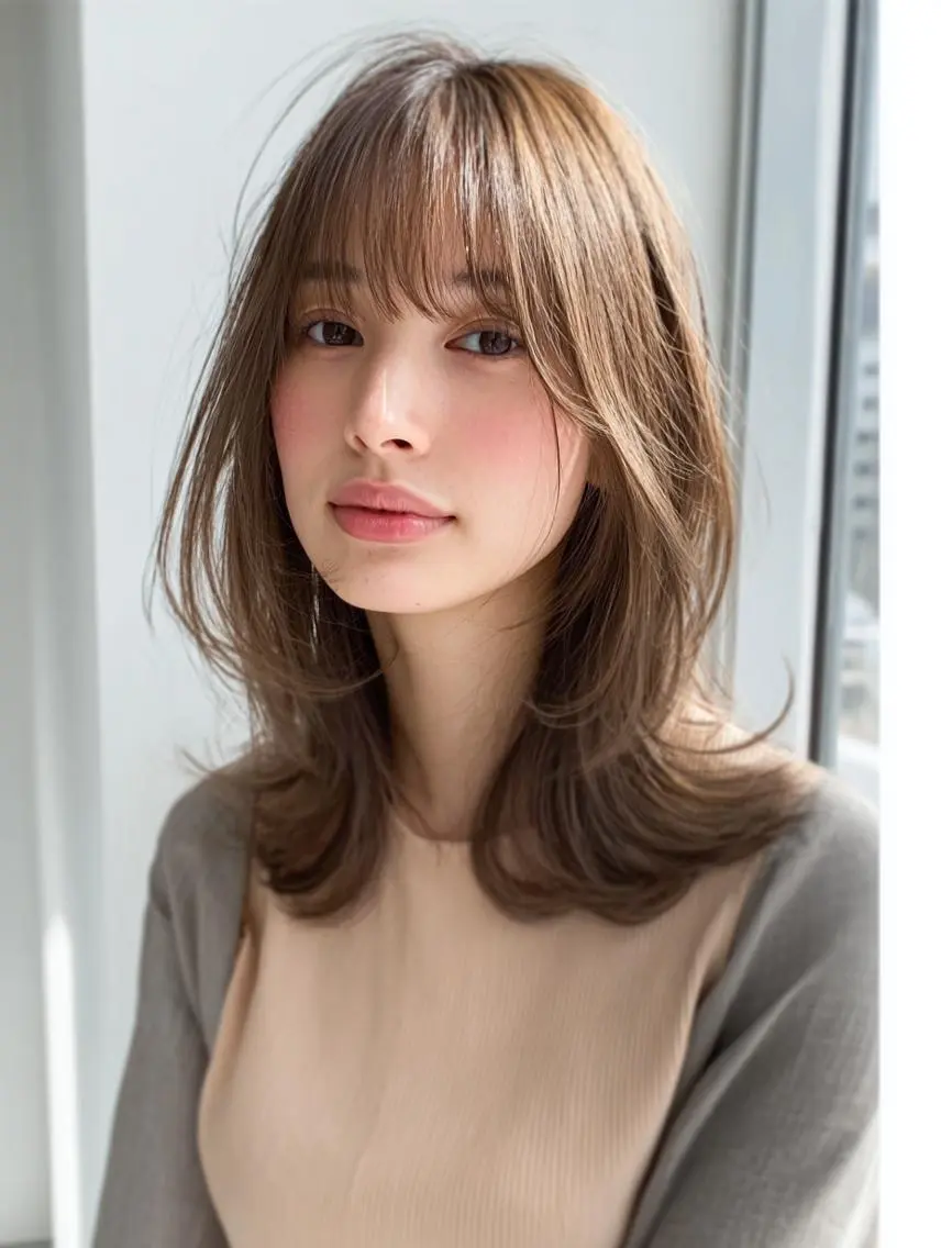 ミディアム ハッシュカット 髪質改善 レイヤーカット 縮毛矯正 トリートメント カット ヘアカラー トリートメント 生艶髪＆レイヤー🔔 渋谷お薦めNo.1✨のヘアスタイル