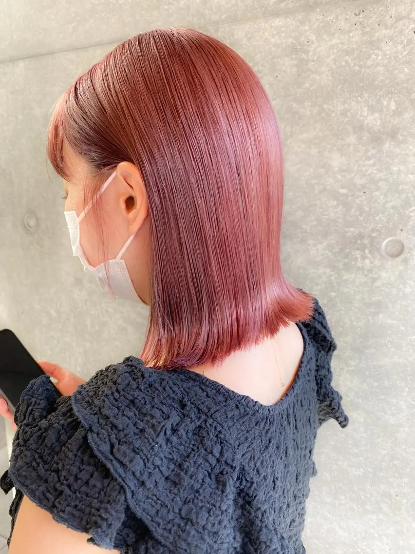 セミロング カラー ブリーチ レイヤー暖色カラー 池袋Yamamotoのヘアスタイル