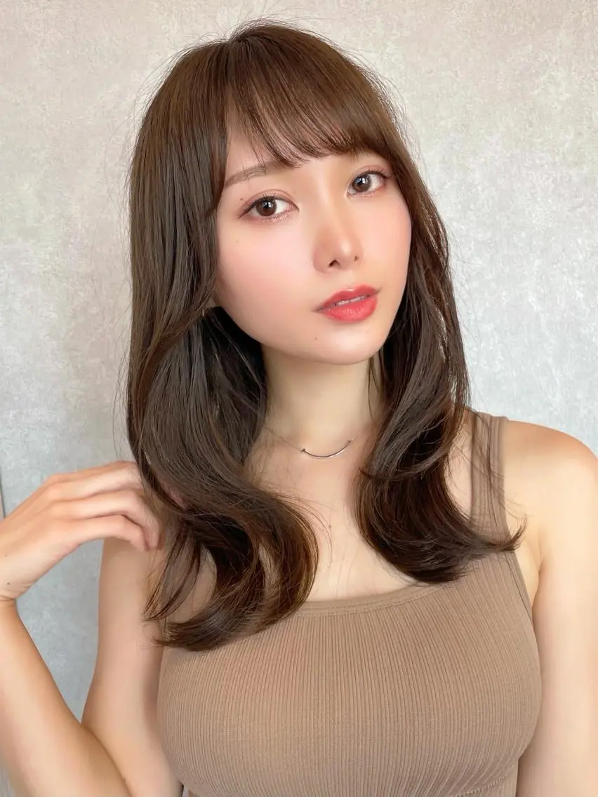 セミロング カラー カット ヘアカラー 上品ヘア🤍顔周り/ レイヤー✨/林遼一郎のヘアスタイル