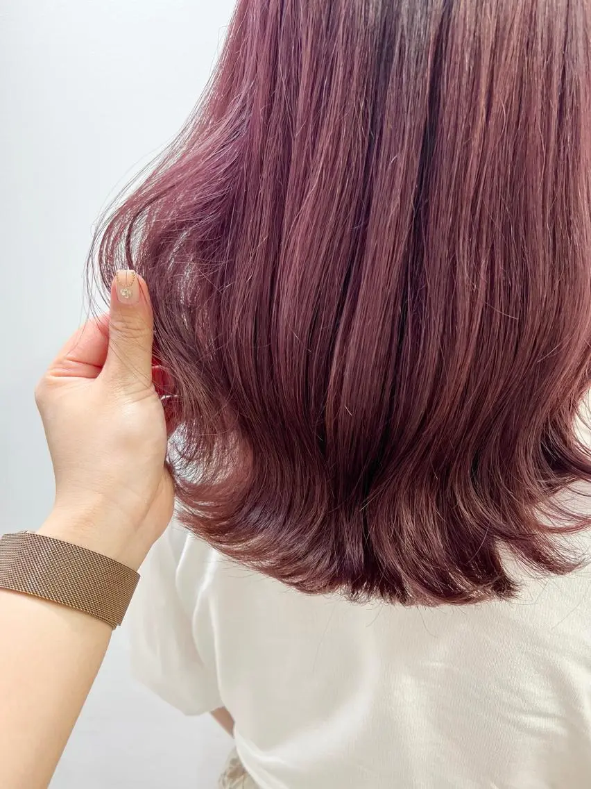 ミディアム カラー ヘアアレンジ カシス ピンクカラー 髪質改善 トリートメント ヘアカラー トリートメント 新宿color🐝 AYAKA🌈💖のヘアスタイル