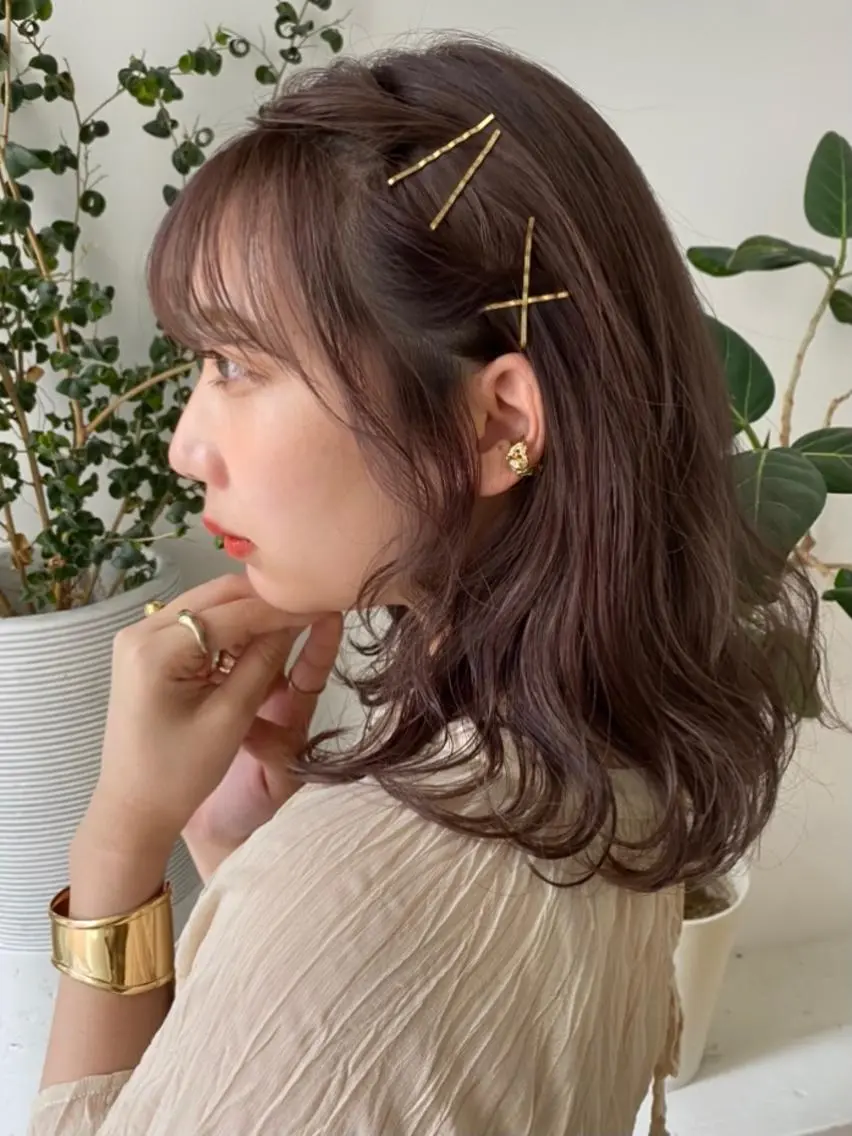 ミディアム カラー ヘアアレンジ 【淡色color/ nail】maikoのネイルデザイン