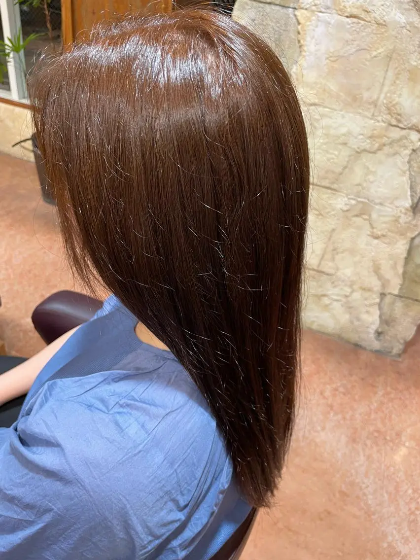 ロング カラー ブラウンカラー オレンジ オレンジブラウン 在原 和佳のヘアスタイル