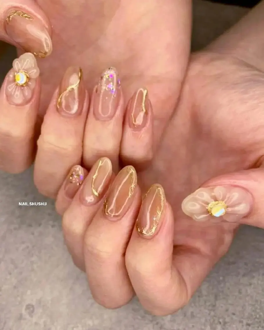ネイル ニュアンスネイル ワンカラーネイル シンプルネイル 冬ネイル 3dパーツ/流行り 👧shushu❤️のネイルデザイン