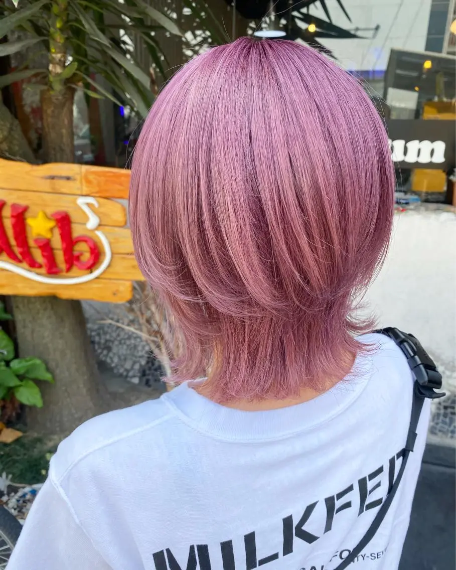 ミディアム カラー ピンクカラー ヘアカラー トリートメント 玉木 育実のヘアスタイル