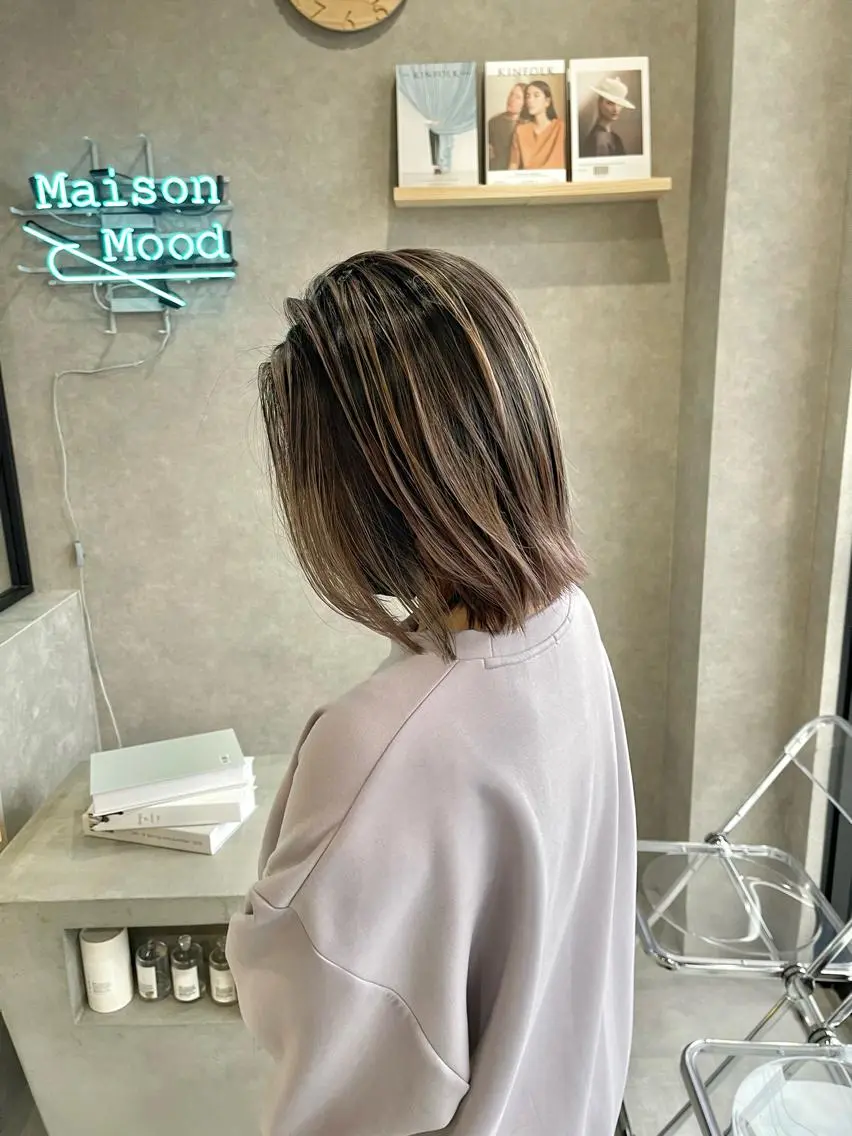 ミディアム カラー カット ヘアカラー トリートメント 一ノ瀬 暁のヘアスタイル