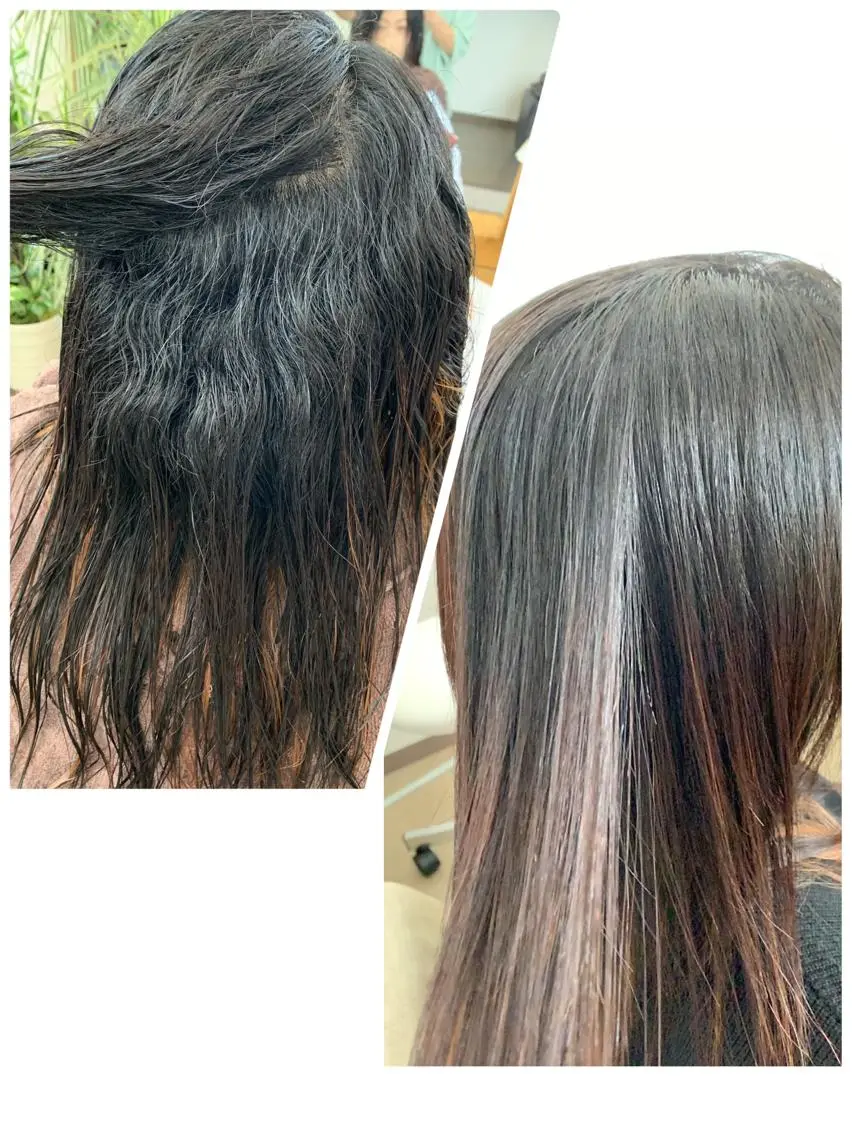 セミロング 縮毛矯正 縮毛矯正 トリートメント 新保 佳世のヘアスタイル