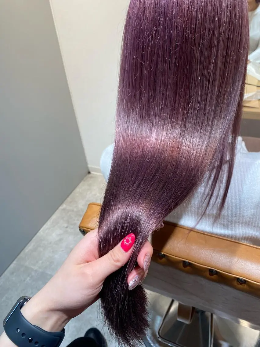 ロング カラー ブリーチ カット ヘアカラー オスズ 🎀´-のヘアスタイル