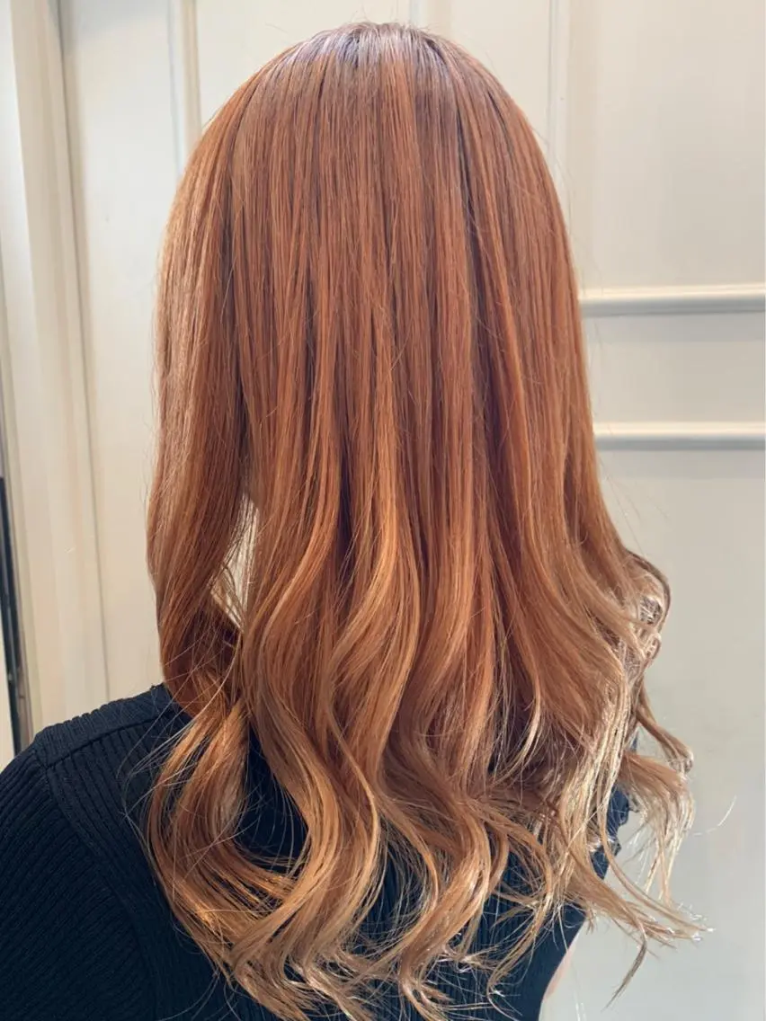 セミロング カラー オレンジ 🫟Blanco🫟 Color&Careのヘアスタイル