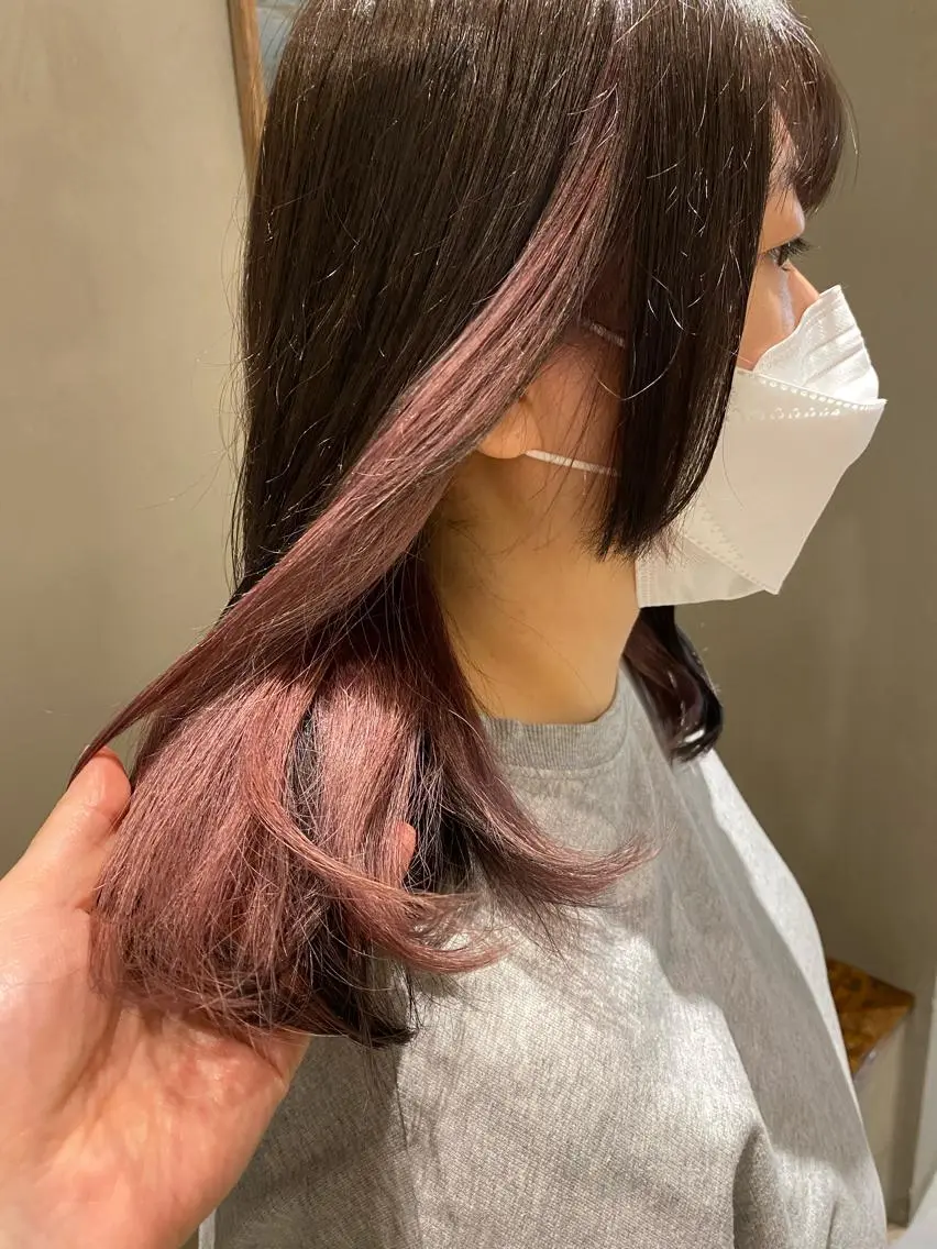 ミディアム カット ヘアカラー トリートメント 新宿/顔周りカット +レイヤー=しずく♩のヘアスタイル