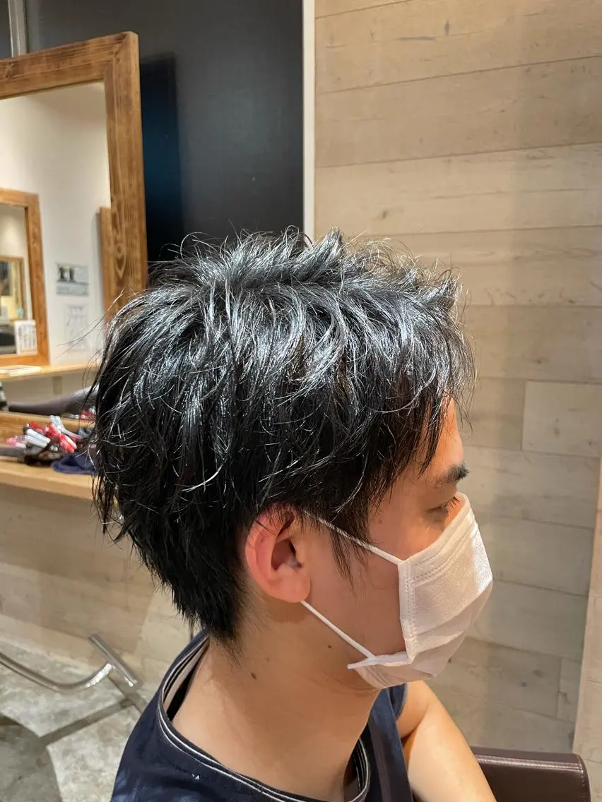 メンズ アップバング カット パーマ トリートメント 優真/難波で 1番パーマが上手いのヘアスタイル