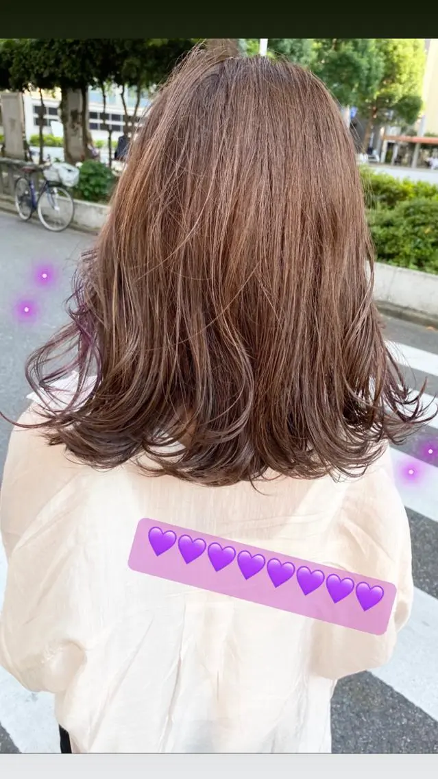 ミディアム カラー ブリーチ ハイライトカラー インナーカラー ハイライト 田町駅徒歩5分 🌼fumiのヘアスタイル