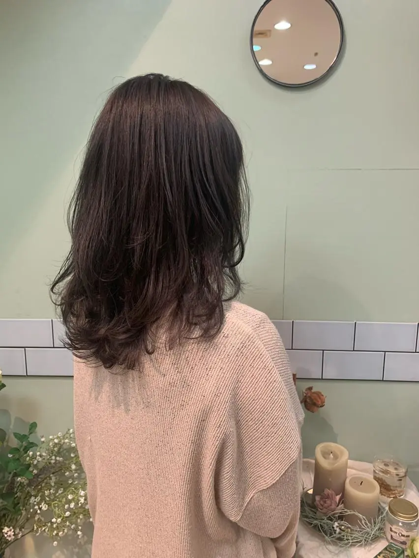 セミロング カラー アッシュ 透明感カラー ハイライトカラー ハイライト 大人メンズパーマ /石川瑠青のヘアスタイル