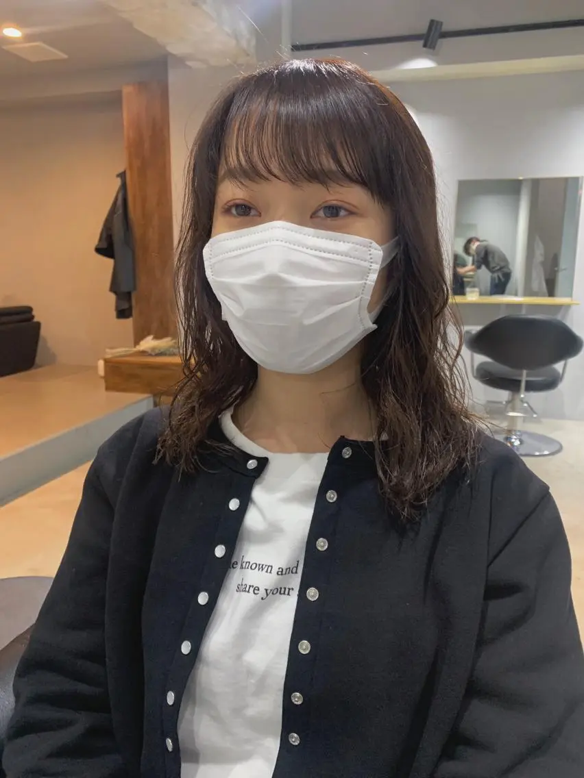 セミロング カラー パーマ ボブパーマコテ巻き風 パーマNo1深江秀平のヘアスタイル