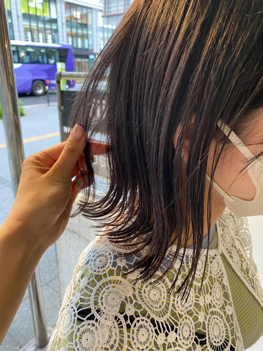 ミディアム カラー カット 縮毛矯正 ツキノキ ミナのヘアスタイル