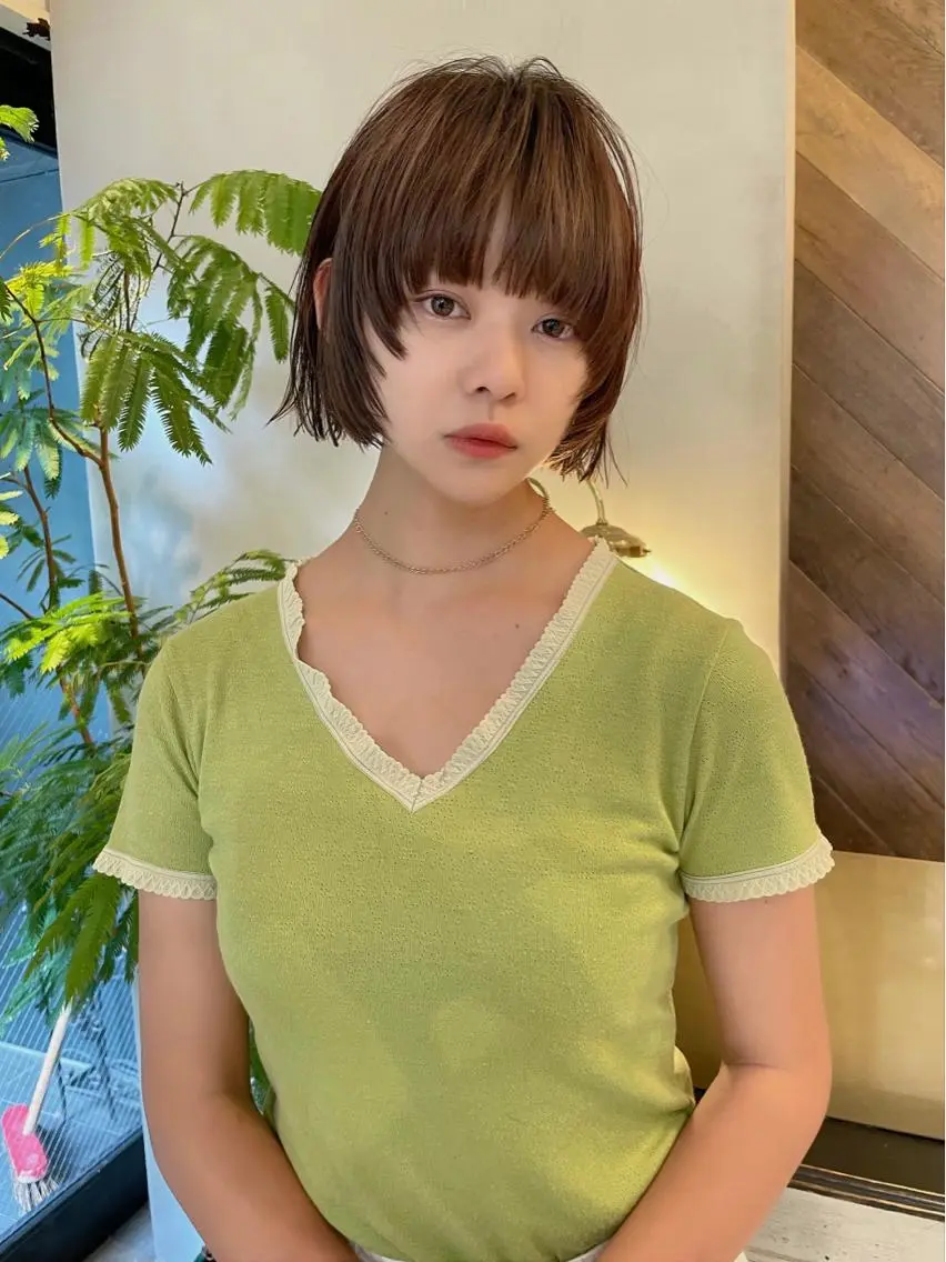 ショート カラー ボブ カット ヘアカラー トリートメント ブリーチ😼 ボブ✍️レイヤーのヘアスタイル