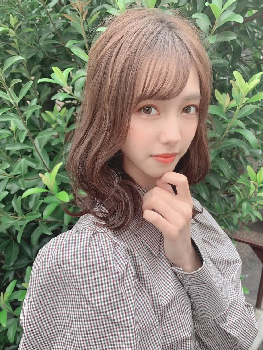 セミロング カラー パーマ ヘアアレンジ 【公式】amble luxe池袋東口🩷のヘアスタイル