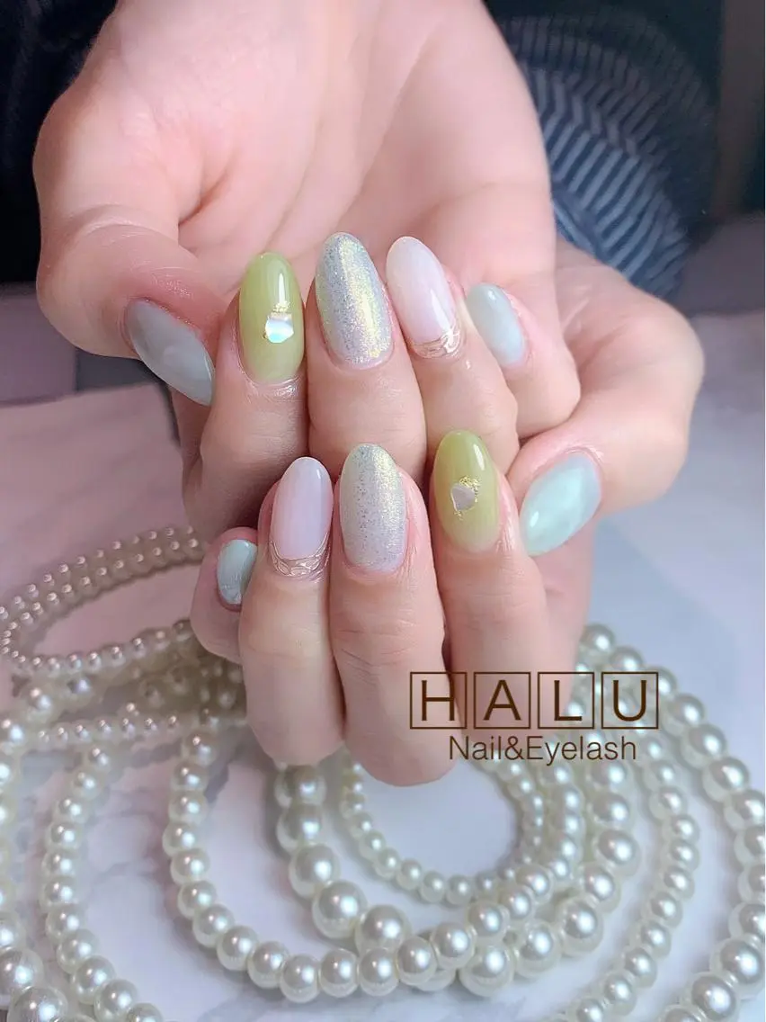 ネイル ピスタチオネイル HALU ハルのネイルデザイン