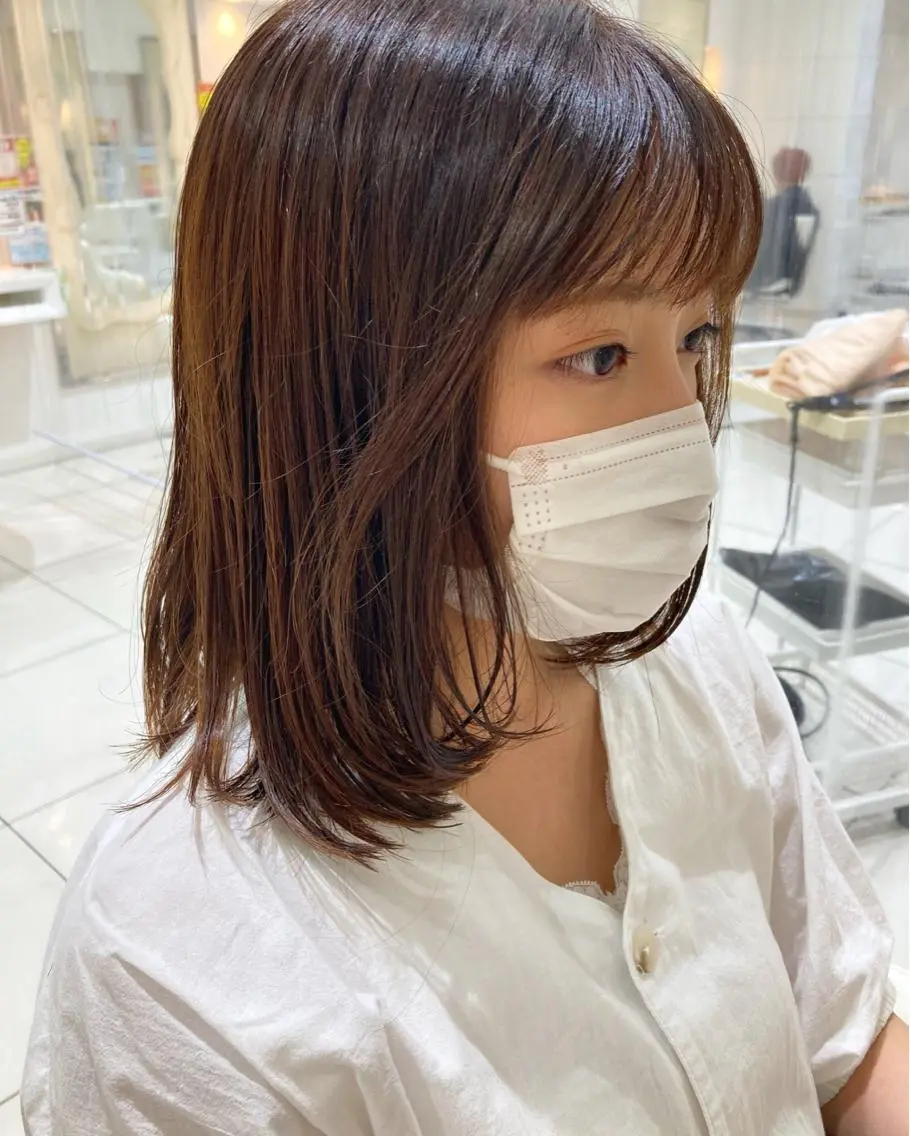 ミディアム カラー ボブ レイヤーカット 田中 あかねのヘアスタイル