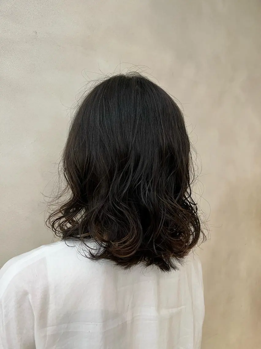 ミディアム ミディアムパーマ 外ハネボブ♡ YUIのヘアスタイル
