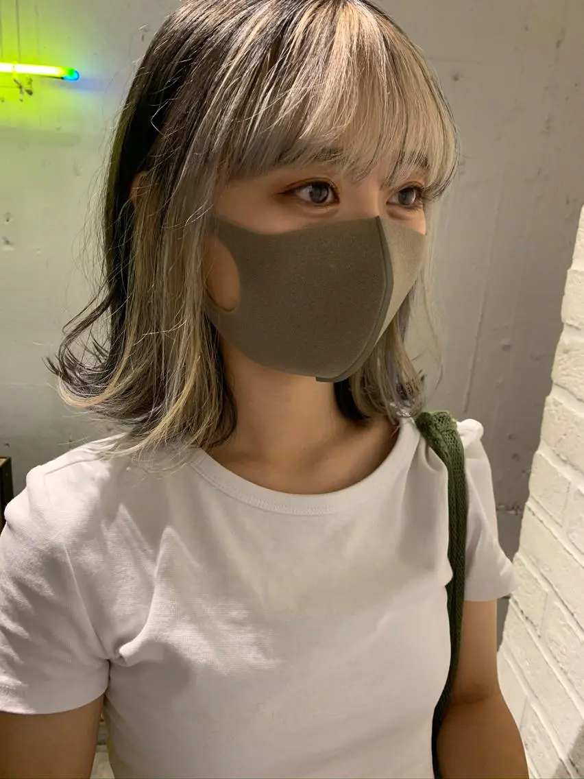 ミディアム カラー ブリーチ ケアブリーチ インナーカラー シノザキ/薬院/ボブ /ショート/髪質改善のヘアスタイル