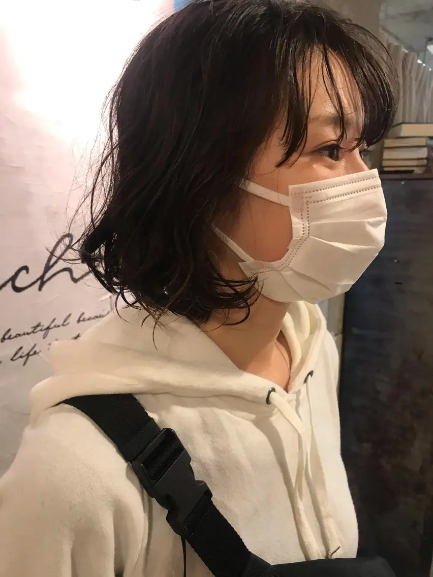ミディアム ミディアムパーマ カット パーマ トリートメント ayane⭐️ボブ・ ショート・パーマのヘアスタイル