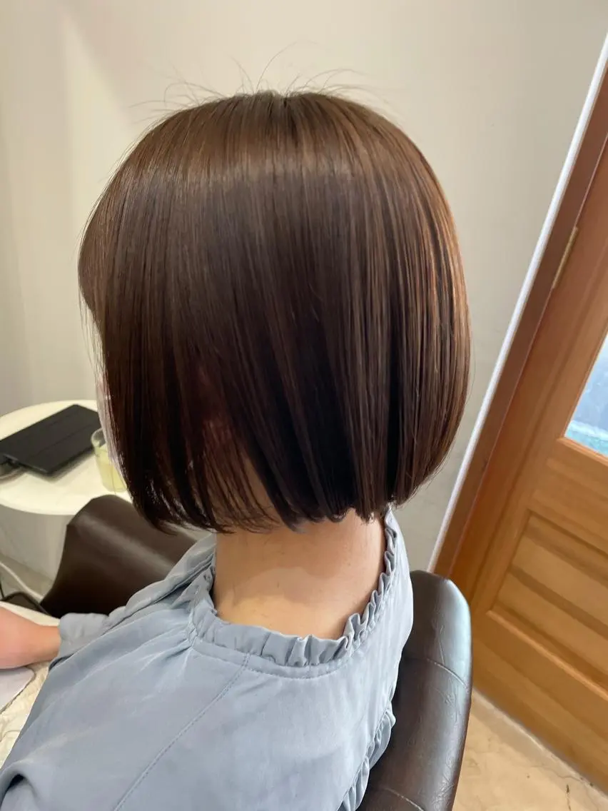 ミディアム カラー ベージュカラー 透明感カラー オリーブベージュ ボブ カット 中目黒🌼 🌼ハナのヘアスタイル