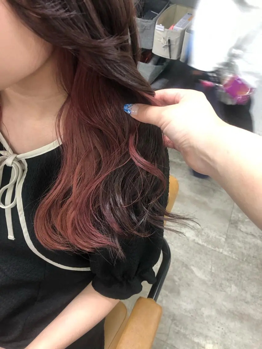 ロング カラー カット ヘアカラー トリートメント ヘッドスパ ヘアセット ️韓国ヘア／レイヤー カット❤️Yūkaのヘアスタイル