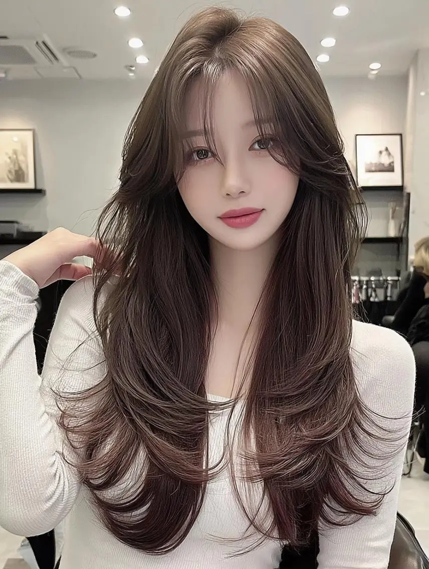 セミロング 顔周りカット 髪質改善 韓国風ヘア レイヤーカット カット ヘアカラー 髪質改善/メンズ👑 ネイリスト水町幸基のヘアスタイル