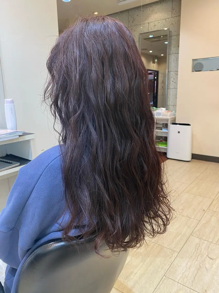 セミロング カラー レッドカラー wa daのヘアスタイル