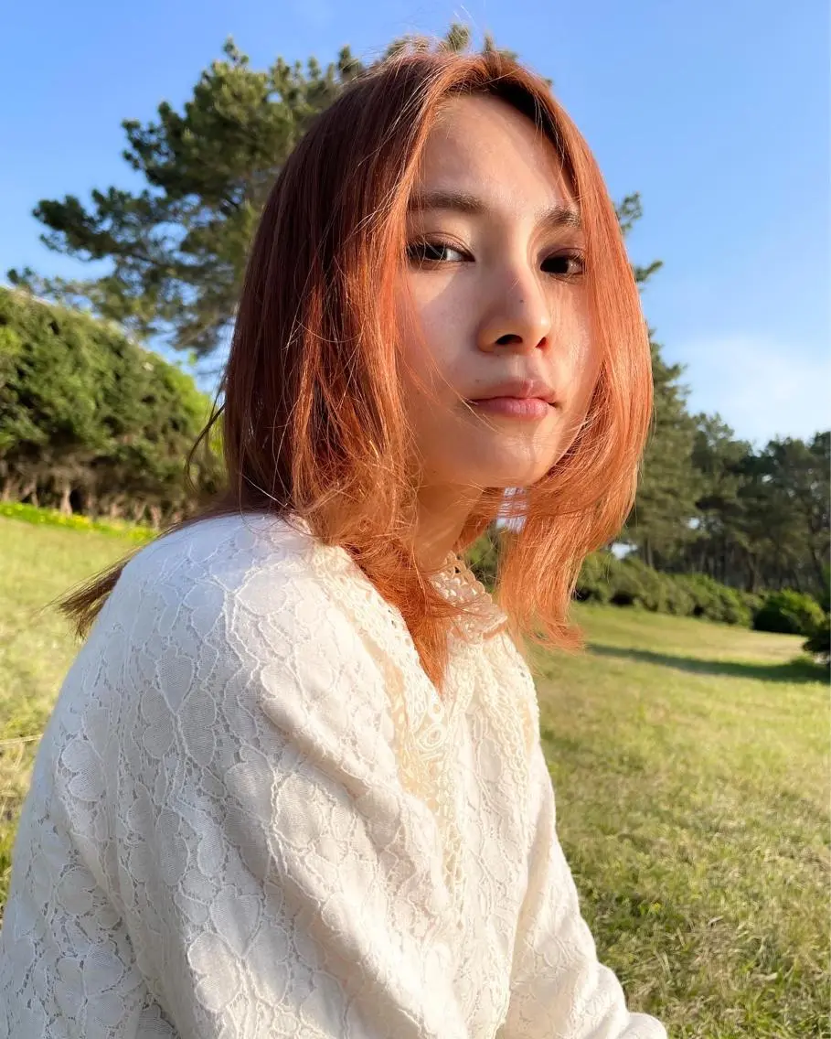 ミディアム カラー オレンジ 松永 竜汰のヘアスタイル