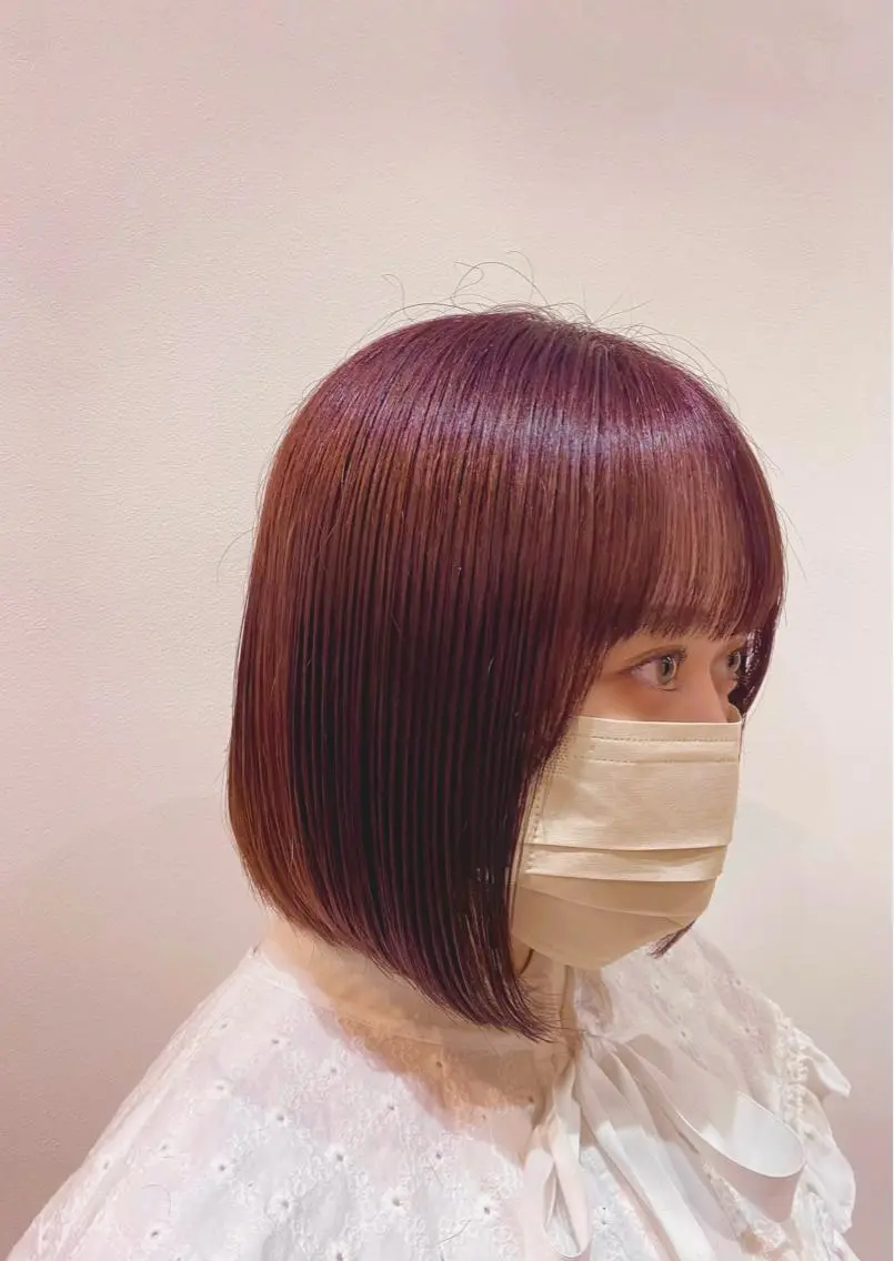 ミディアム カラー ワンレンボブ ミディアムパーマ バレイヤージュ ブリーチ ブラウンカラー カット ヘアカラー 縮毛矯正 ♡オシャ髪♡AI ✂️newi町田のヘアスタイル