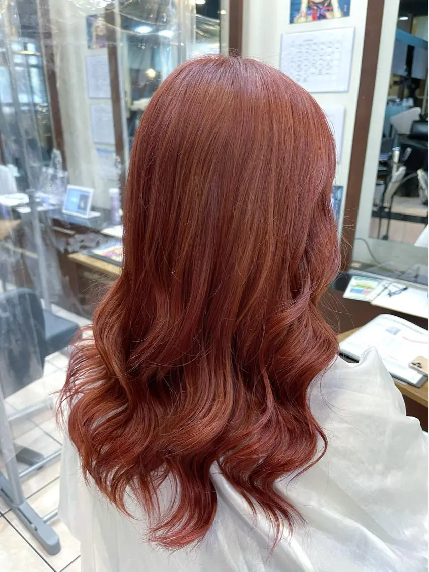 ロング カラー ブラウンカラー レッドカラー レッドブラウン ヨシンモリ 韓国風ヘア カット ヘアカラー トリートメント Zina天王寺 CHIAKIのヘアスタイル
