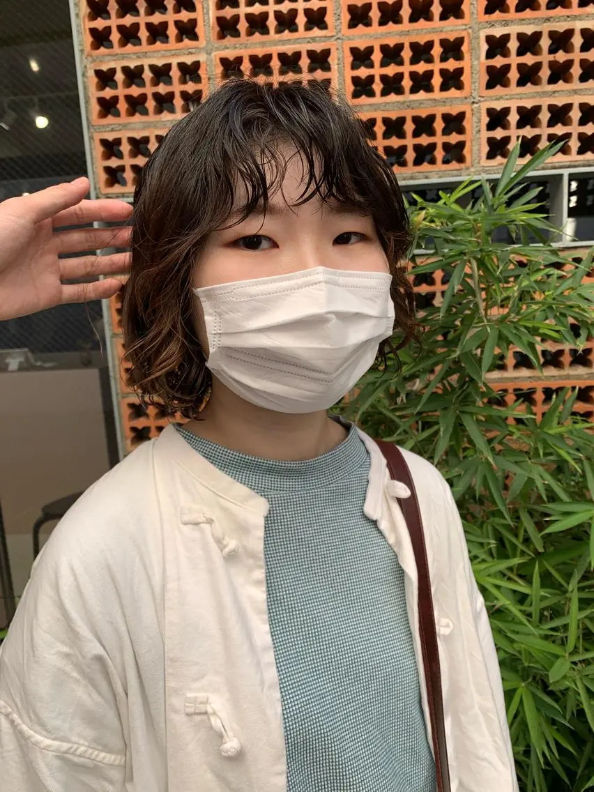 ミディアム パーマ ボブパーマコテ巻き風 パーマNo1深江秀平のヘアスタイル