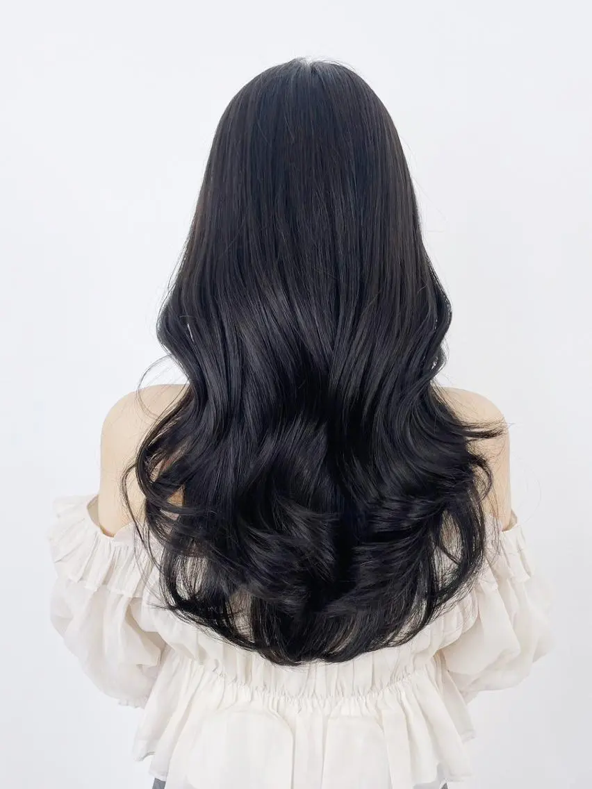 カラー セミロング アッシュ アッシュブラック 黒髪 レイヤーカット カット ヘアカラー トリートメント ITbyALBUM 松戸のヘアスタイル