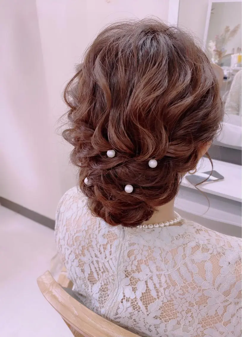 ヘアアレンジ 結婚式・ブライダル シールエクステ エクステ ヘアセットサロン ココのヘアスタイル