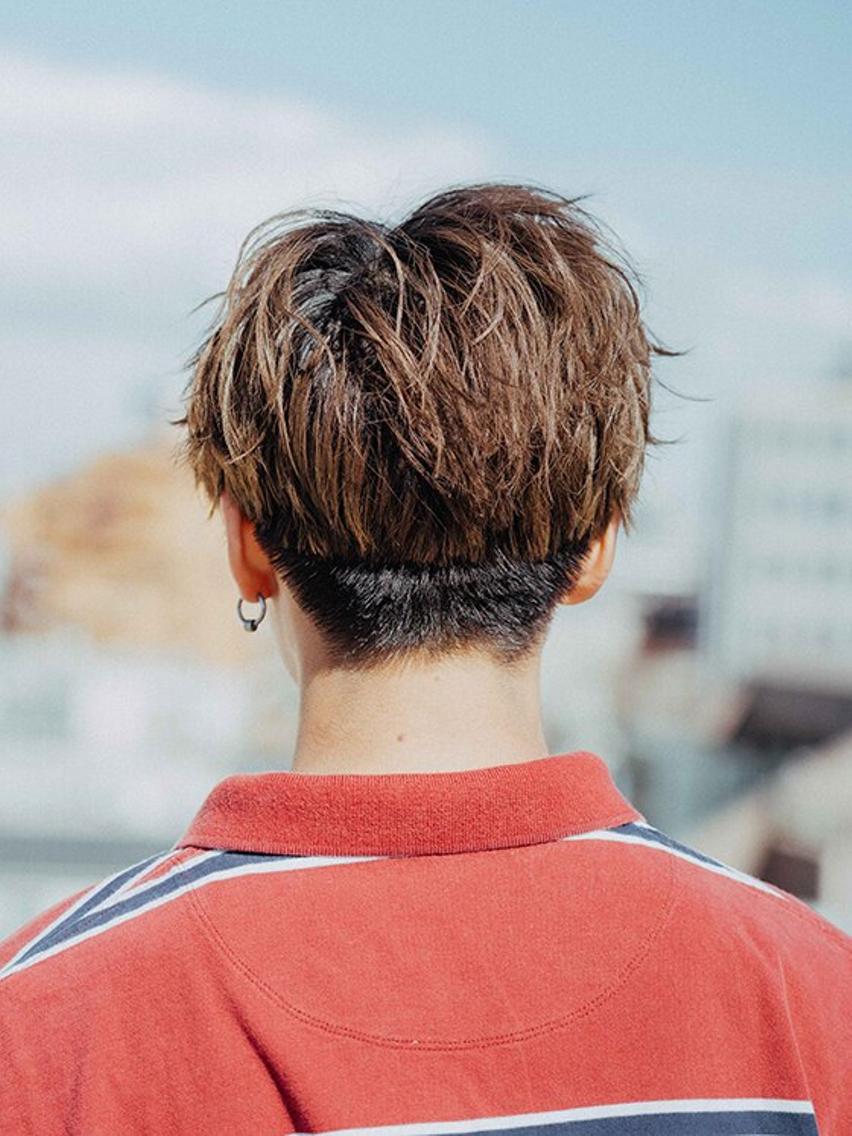 ショート メンズ パーマ アップバング コンマヘア フェードカット マッシュ スキンフェード トップスタイリスト ✨KIRIKA中野✨のヘアスタイル