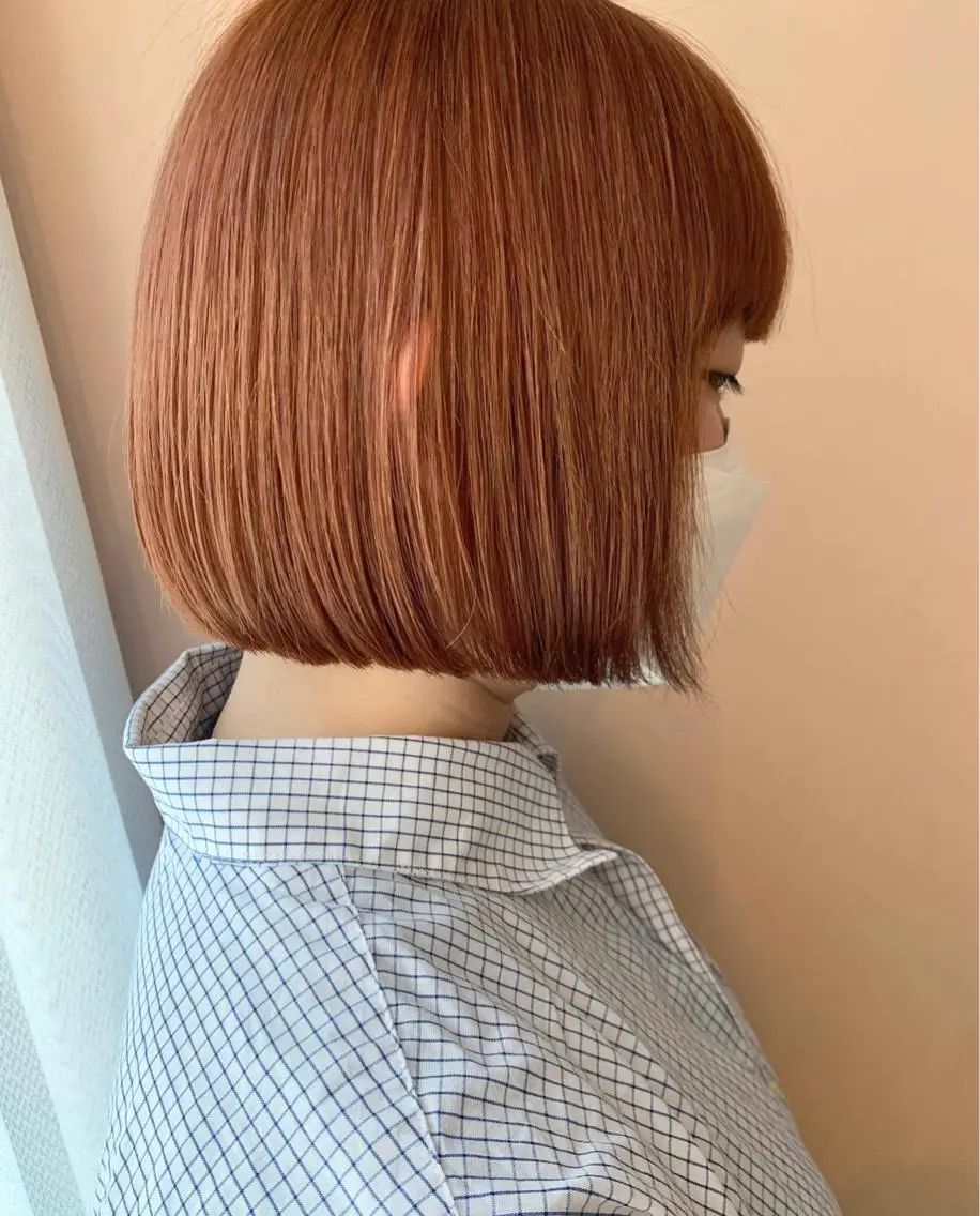 ショート カラー ベージュカラー ブリーチ オレンジ オレンジベージュ カット ヘアカラー トリートメント hubhair レイヤー/透明感のヘアスタイル