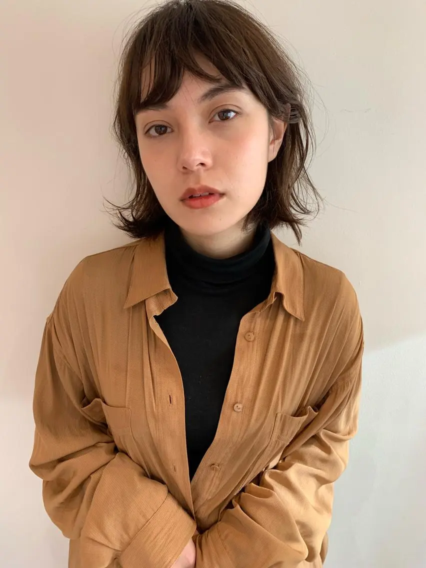 ミディアム カラー パーマ 安村 美奈のヘアスタイル