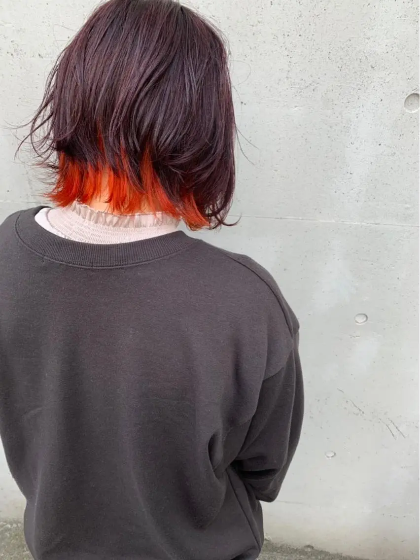 ミディアム カラー パーマ ヘアアレンジ メンズ キッズ マツエク・マツパ オレンジ カラーマツエク 田中 裕士のヘアスタイル