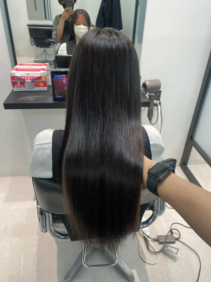 ロング カラー トリートメント 美髪矯正 韓国レイヤーのヘアスタイル