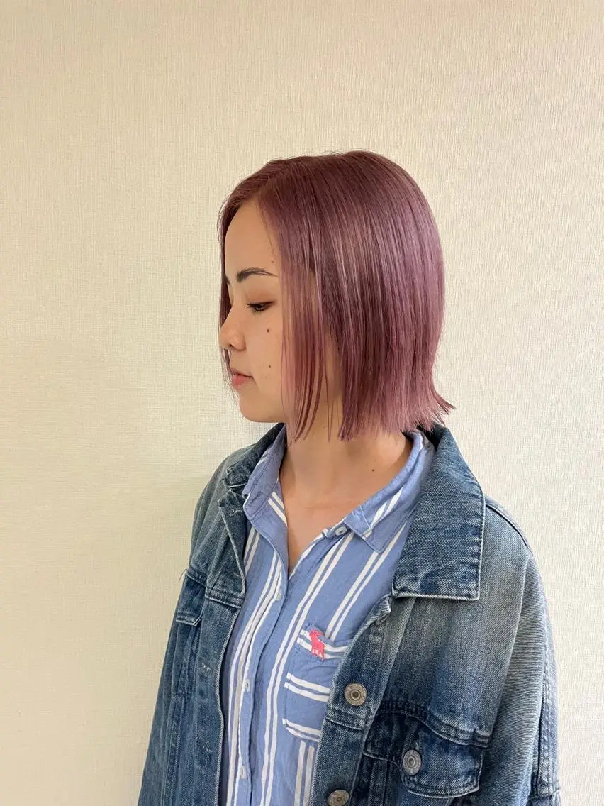 ショート カラー 透明感カラー ラベンダーカラー ラベンダーピンク ピンクカラー カット ヘアカラー トリートメント Libre 西野圭一のヘアスタイル