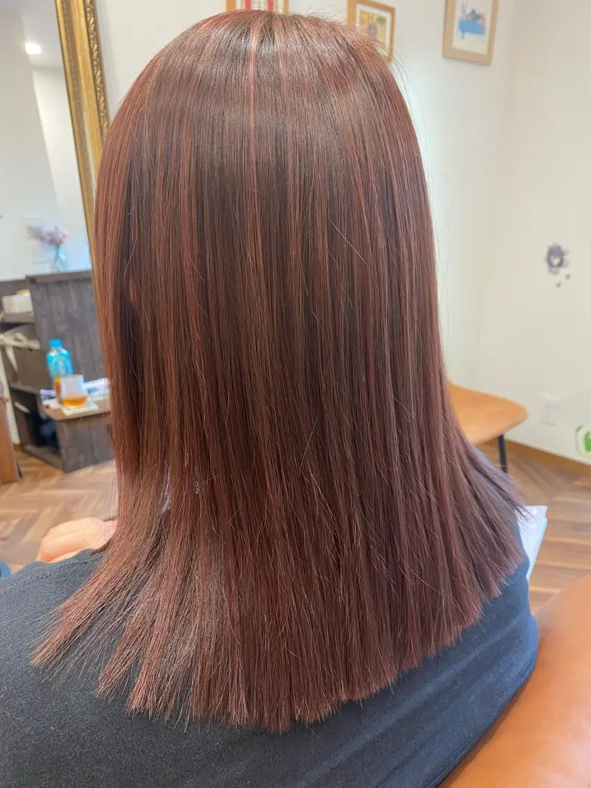セミロング カラー ハイライトカラー ピンクカラー ハイライト カット ヘアカラー トリートメント ヘッドスパ 【似合わせカット 】🦋岩崎 美保🐾のヘアスタイル